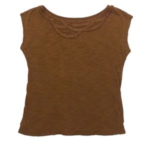 LOFT | Tan/Brown Cotton Tee